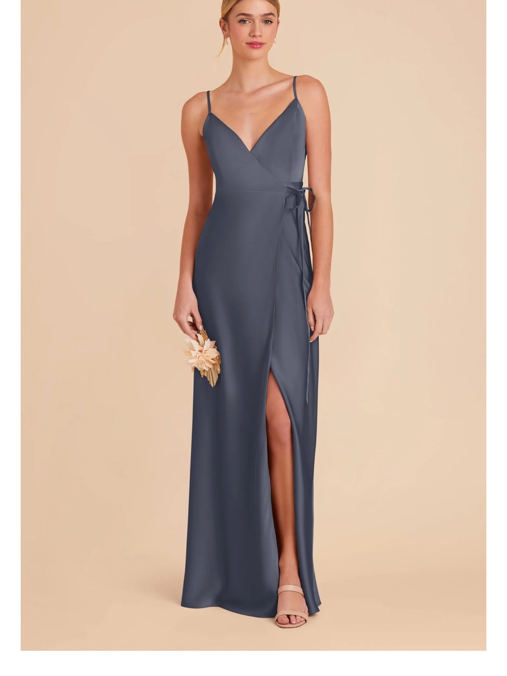 NWT Birdy Grey Cindy dress in matte satin dusk blue